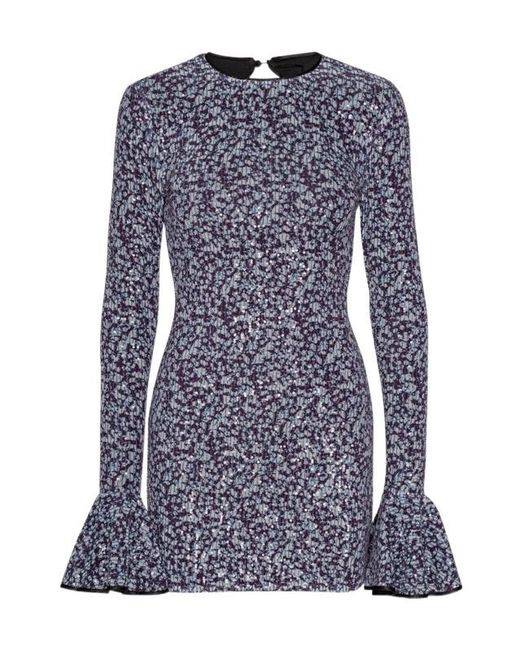 ROTATE BIRGER CHRISTENSEN Blue Cut-Out Detailed Sequinned Mini Dress
