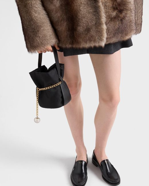 Prada Black Petit Sac Noir Mini Re-Nylon And Nappa Leather Bucket Bag