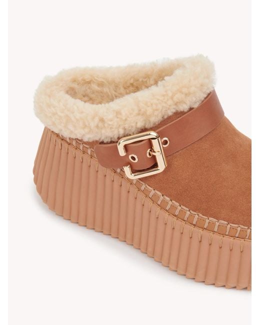 Chloé Brown Chloé Nama Wedge Mules