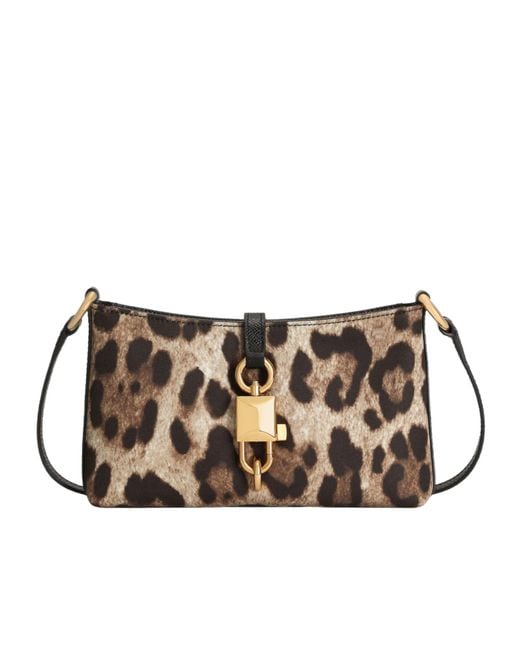 Dolce & Gabbana Multicolor Leopard-Printed Lock Shoulder Bag