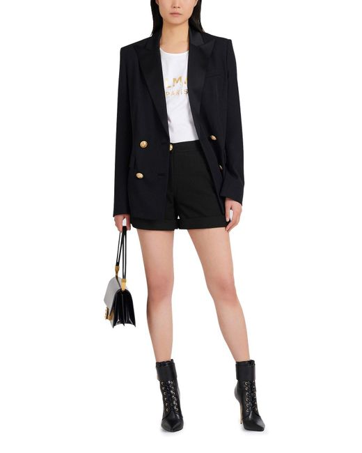 Balmain Black Belt-Loop Shorts