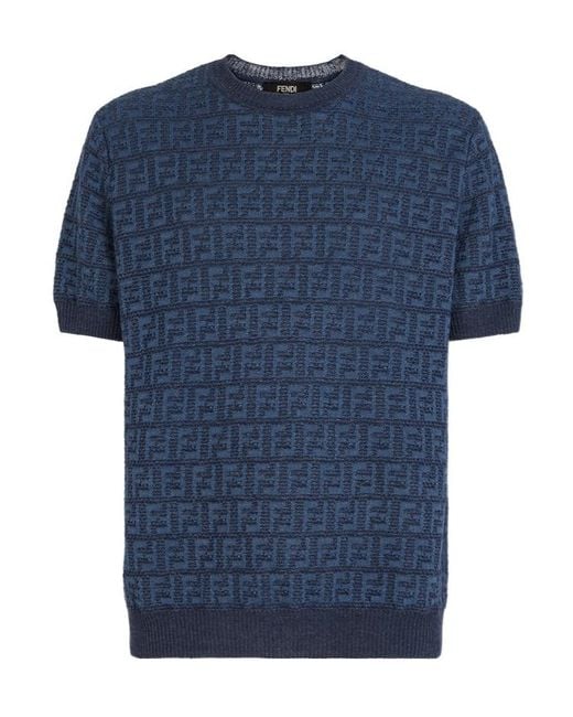 Fendi Blue All-Over Ff Motif Crewneck Jumper for men