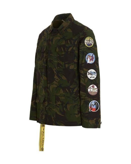 Off-White c/o Virgil Abloh Green Camouflage Printed Long-Sleeved Jacket for men
