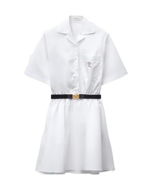 Versace White Belted Shirt Dress