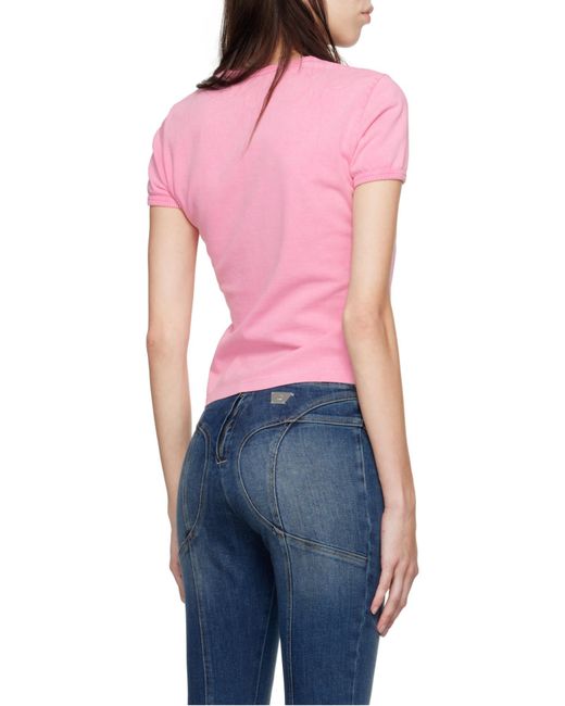 M I S B H V Pink Printed T-Shirt