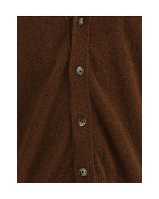 Laneus Brown Button-Up Knitted Cardigan for men