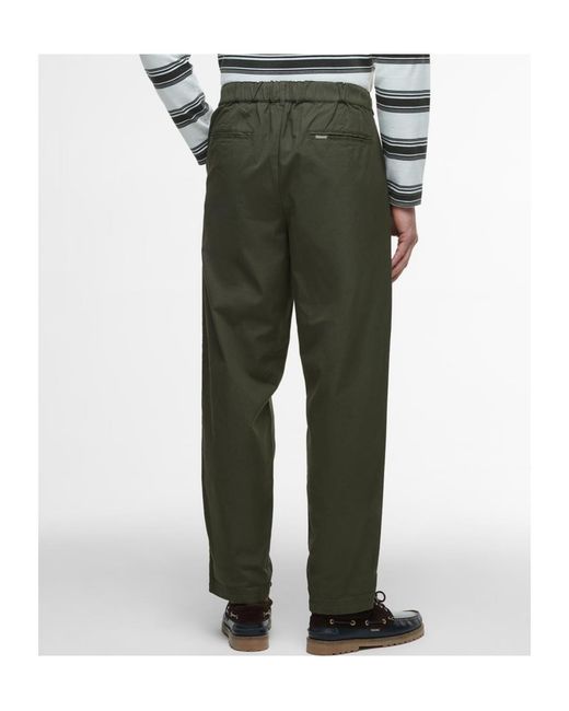 Barbour Green Elastic Waist Trousers for men