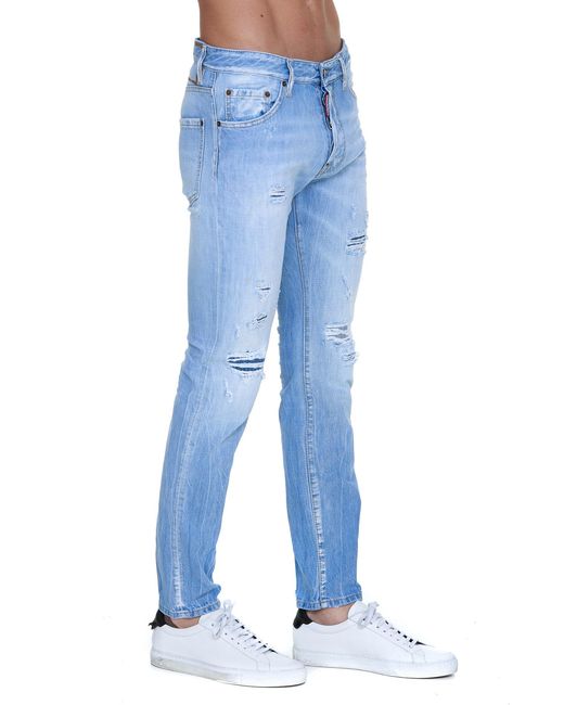 DSquared² Blue Faded Effect Straight Leg Jeans for men