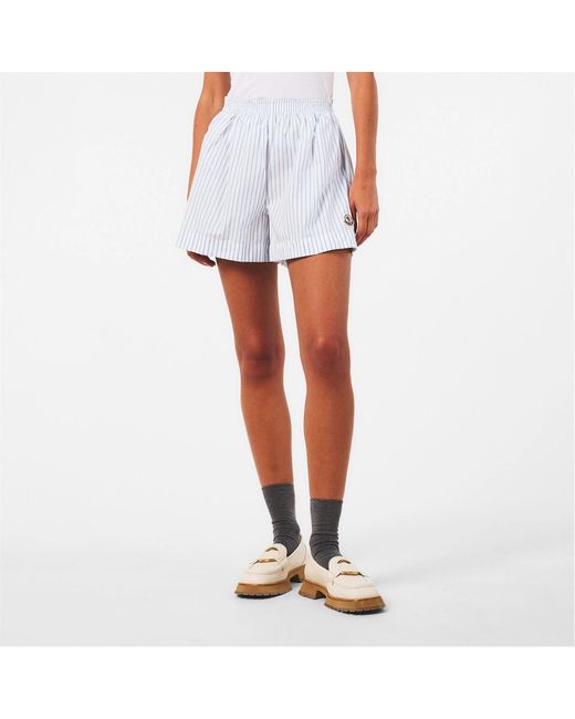 Moncler White Logo Striped Shorts
