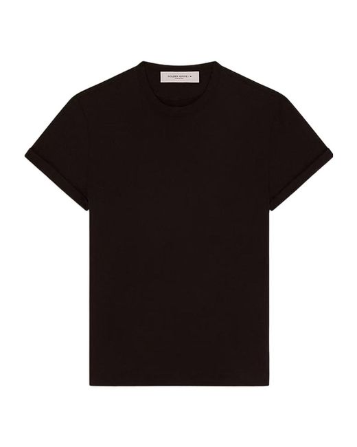 Golden Goose Deluxe Brand Black Logo Embroidered Crewneck T-Shirt for men