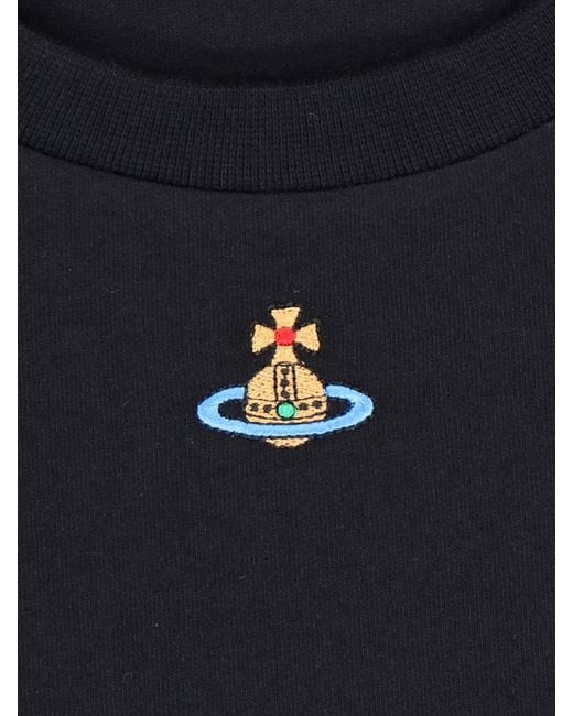 Vivienne Westwood Black Orb Logo-Embroidered Crewneck T-Shirt for men