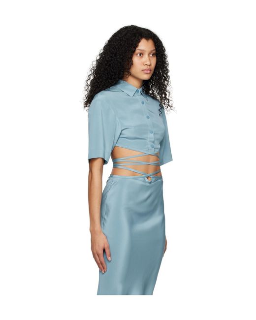 Christopher Esber Black Crop Tie Short-Sleeved Shirt