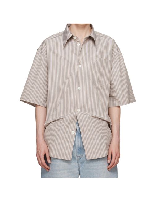 AMI Gray Ami Striped Short Sleeved Shirt for men