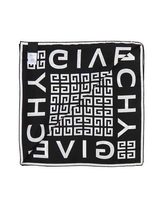 Givenchy Black 4G Pattern Silk Scarf