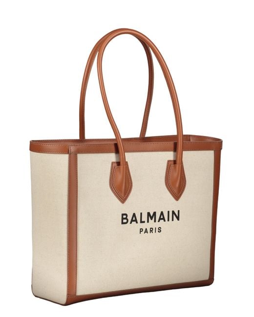 Balmain Natural Logo Medium Tote Bag