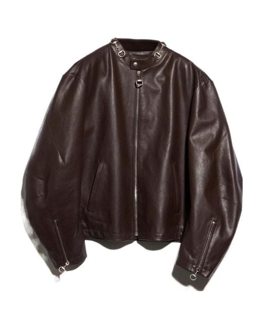 Gucci Brown Horsebit Detailed Zip-Up Jacket for men