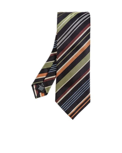 Paul Smith Black Striped Pointed-Tip Tie for men