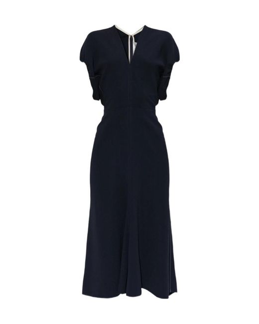 Victoria Beckham Blue V-Neck Dress