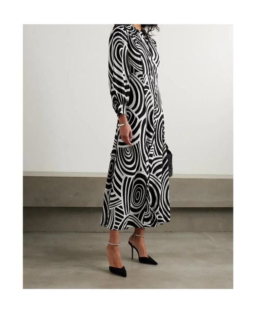 Rixo Black Maddison Printed Voile Midi Shirt Dress