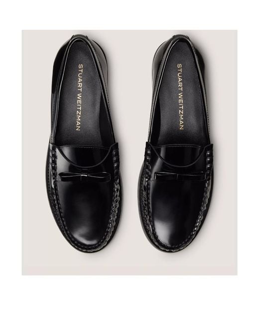 Stuart Weitzman Black Round Head Loafer Shoes