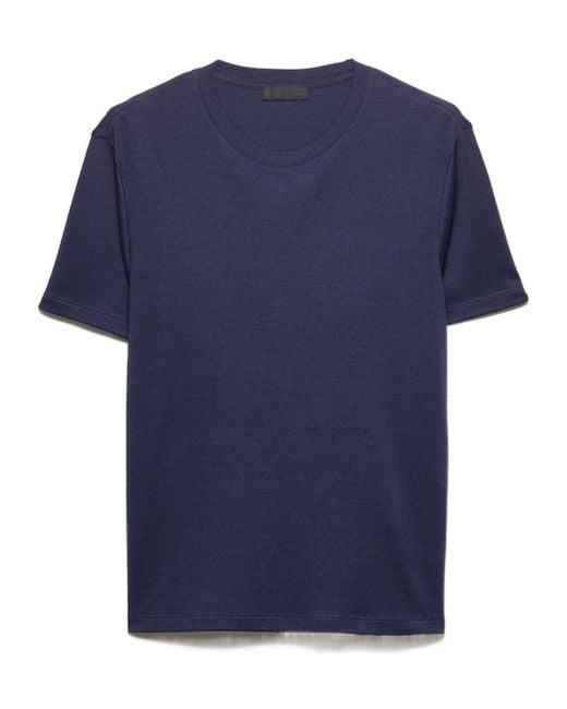 Prada Blue Cashmere And Silk T-Shirt for men