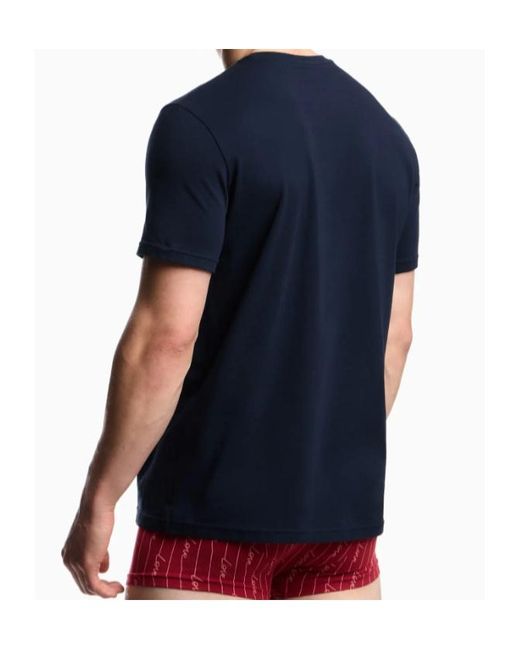 Emporio Armani Blue Crew Neck Short-Sleeved T-Shirt for men
