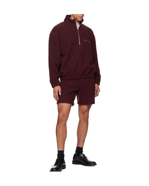 Rier Red Wool Fleece Shorts for men