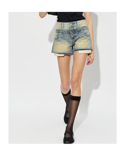 M I S B H V Blue Frayed Shorts