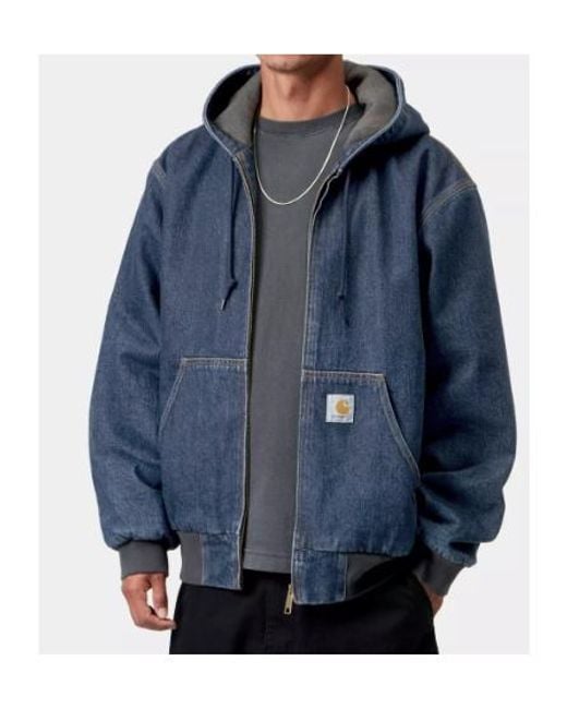 Carhartt Blue Logo Label Zipped Denim Jacket for men