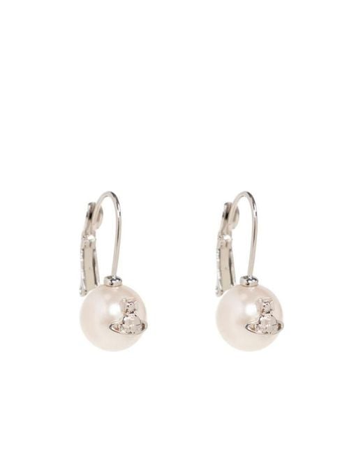 Vivienne Westwood White Logo-Embossed Pearl Earring
