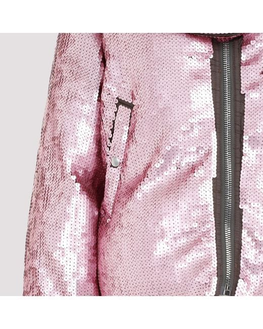 Rick Owens Red Highneck Puffer Jacket