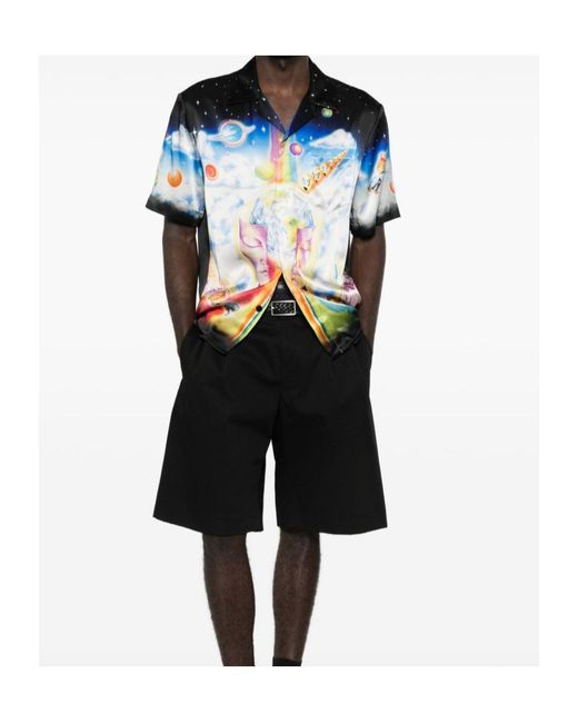 Casablanca Blue Essential Print Short-Sleeve Shirt for men