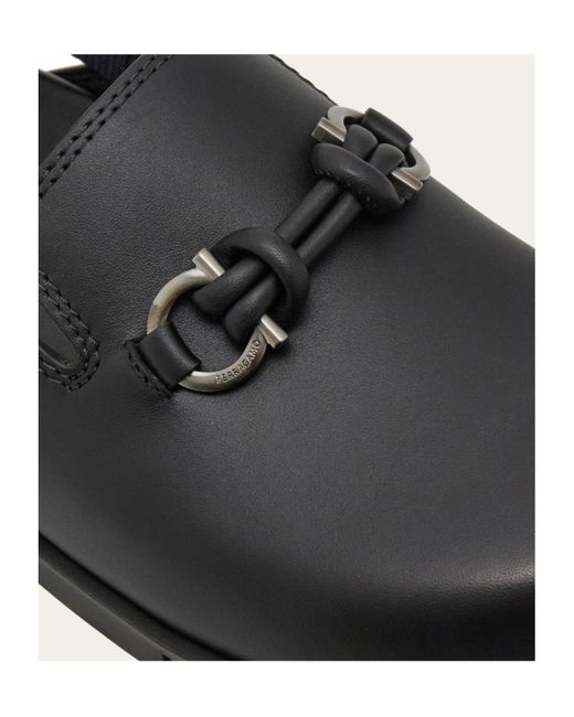 Ferragamo Black Gancini Buckle Mule for men