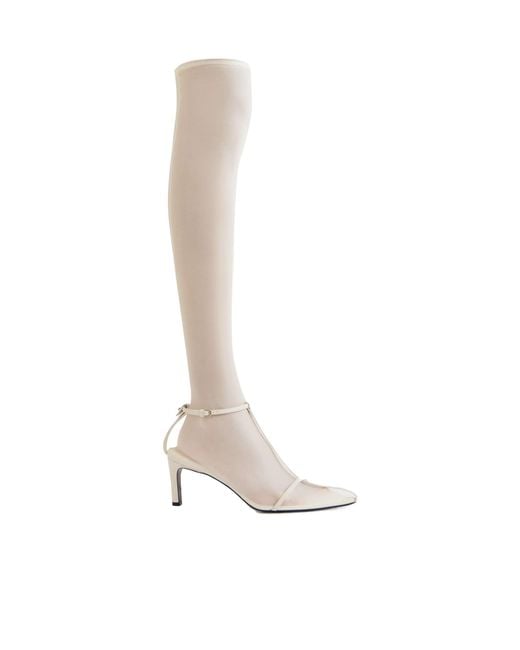 Jil Sander White Pointed Knee-Length Boots