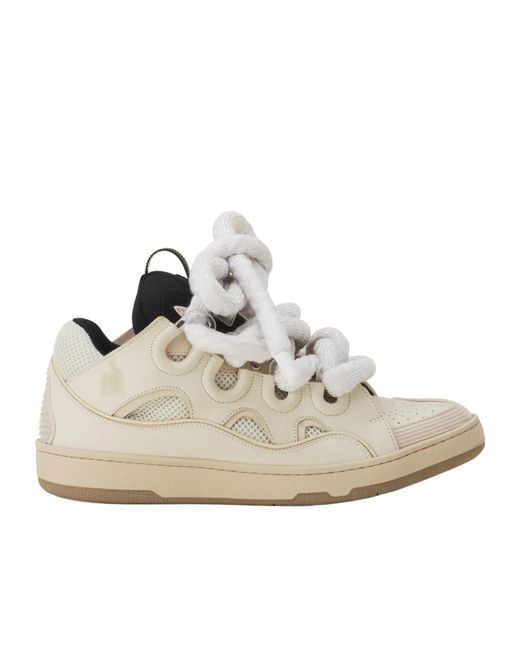 Lanvin White Curb Lace-Up Sneakers