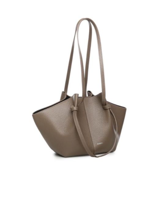 Yuzefi Brown Mochi Logo Printed Tote Bag