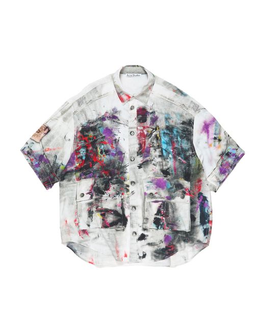 Acne White Printed Button-Down Shirt for men
