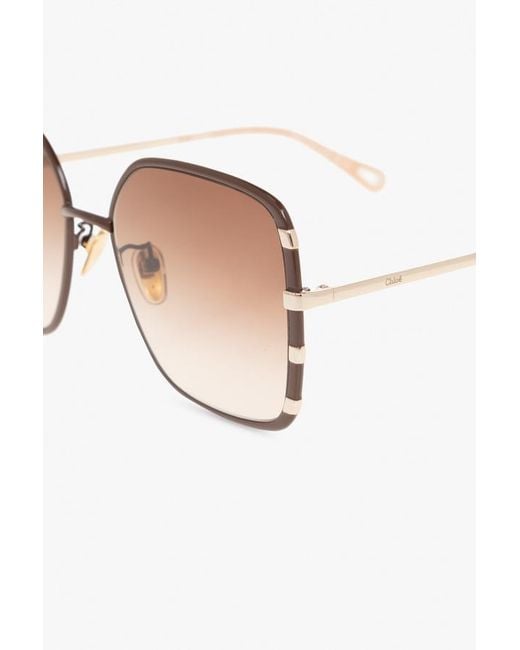 Chloé Pink Chloé Eyewear Rectangular Frame Sunglasses