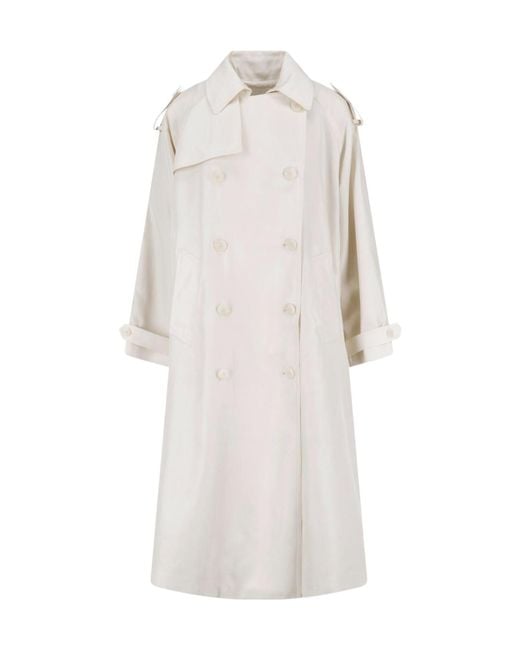 Frankie Shop White Double-Breasted Trench Coat
