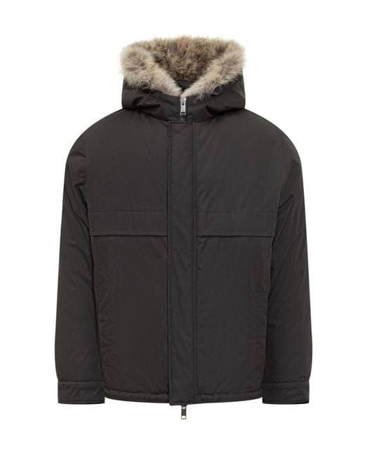 Yves Salomon Black Parka With Fur Hood for men