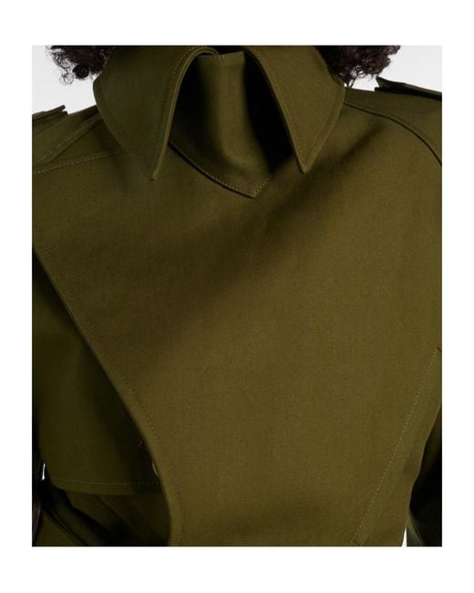 Wardrobe NYC Green Lapel Cropped Twill Trench Coat