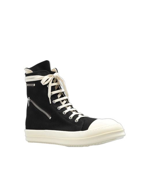 Rick Owens Black High Top Lace-Up Sneakers for men