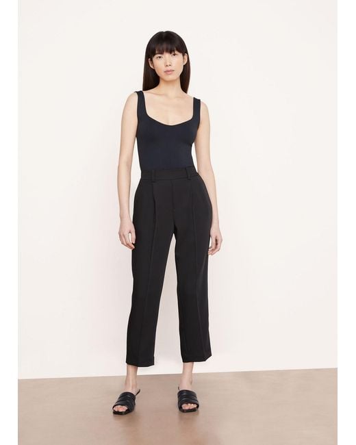 Vince Blue High-Waist Tapered-Leg Pleated Trousers