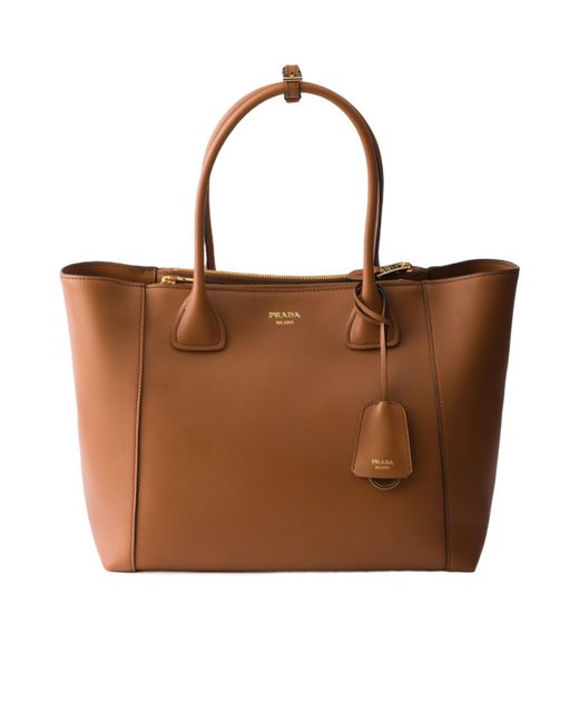 Prada Brown Large Leather Tote Bag