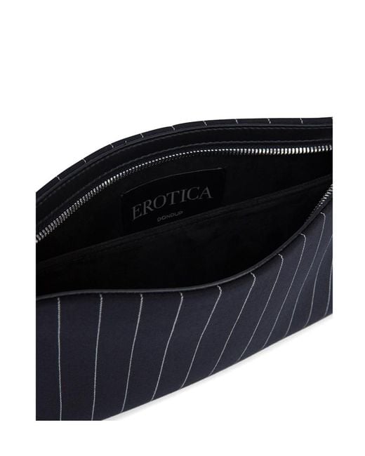 Dondup Black Pinstripe-Pattern Ring-Detail Tote Bag