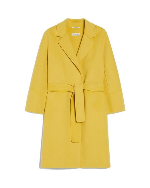 Max Mara Yellow 'S Arona Belted Long-Sleeved Coat