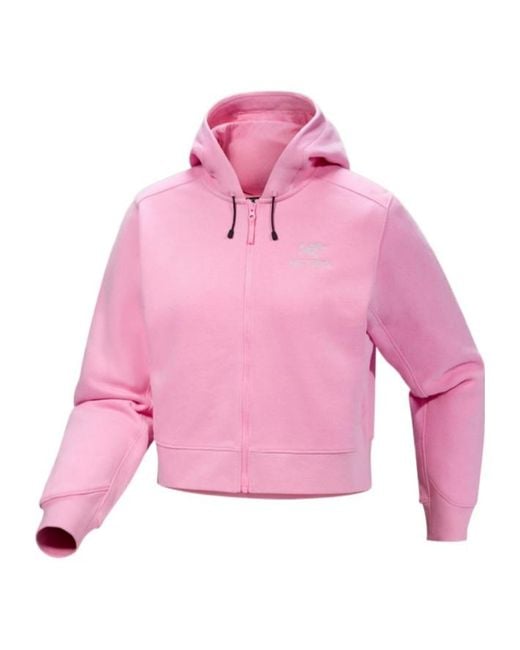 Arc'teryx Pink Emblem Fleece Full Zip Crop Hoody