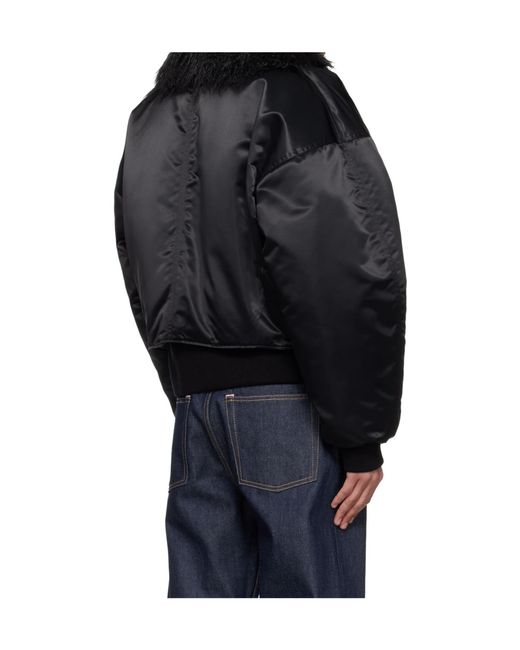 Mugler Black Front Zip Bomber Jacket for men