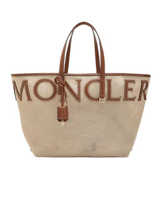 Moncler Natural Woven Leather Tote Bag