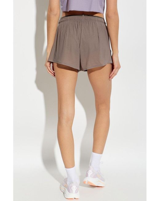 Satisfy Brown Space O Perforated Performance Shorts
